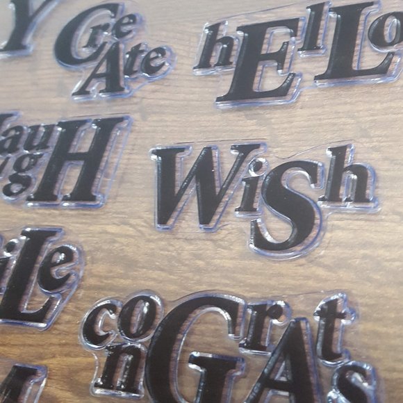 12 Clear Celebration Word Stamps - Picture 2 of 3